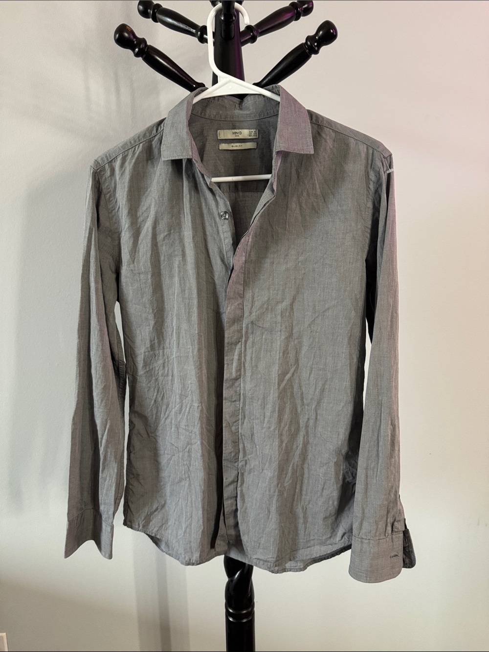 Mango Men’s Long-Sleeve Dress Shirt - Gray